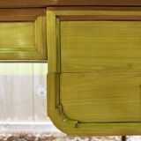 Louis XVI style flat desk in cherry wood and leather