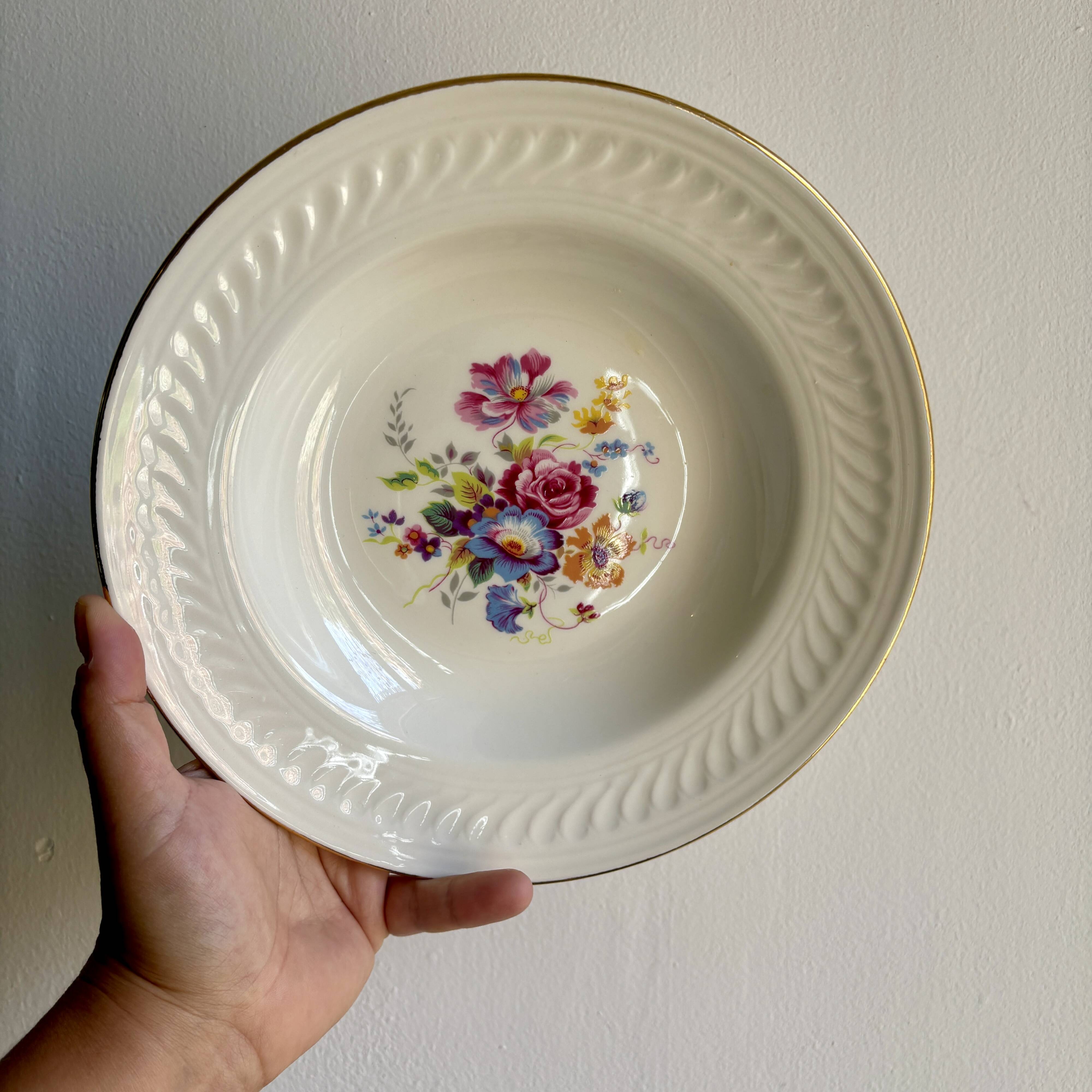 Set of 11 vintage deep plates - Fleurette pattern by Gien