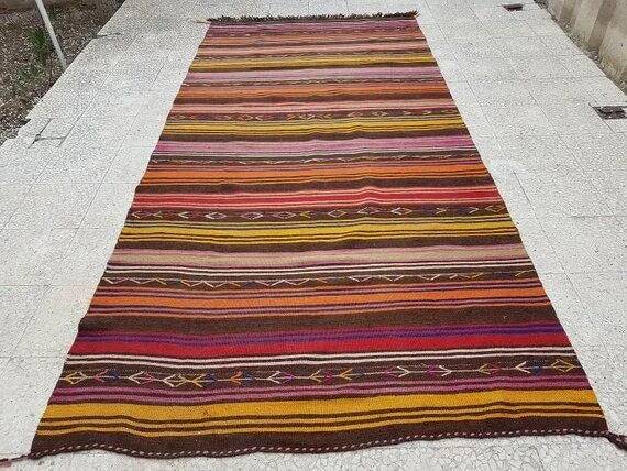 Vintage Turkish kilim, handwoven, 152x318 cm.