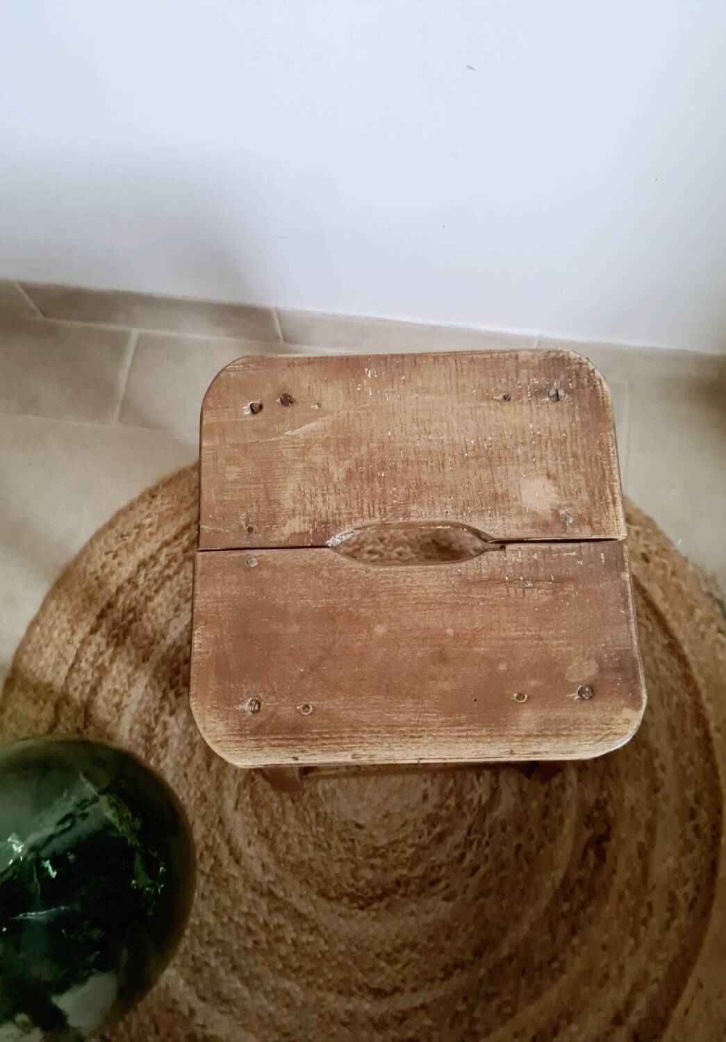 Old vintage handcrafted kitchen stool