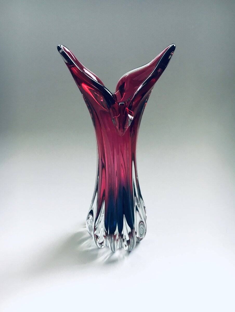 Czech Crystal Art Glass Beak Vase by Jozef Hospodka for Chribska Glassworks, 1950s