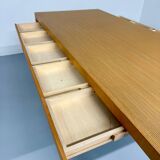 Post-modern striped wood table with drawers, design 80.