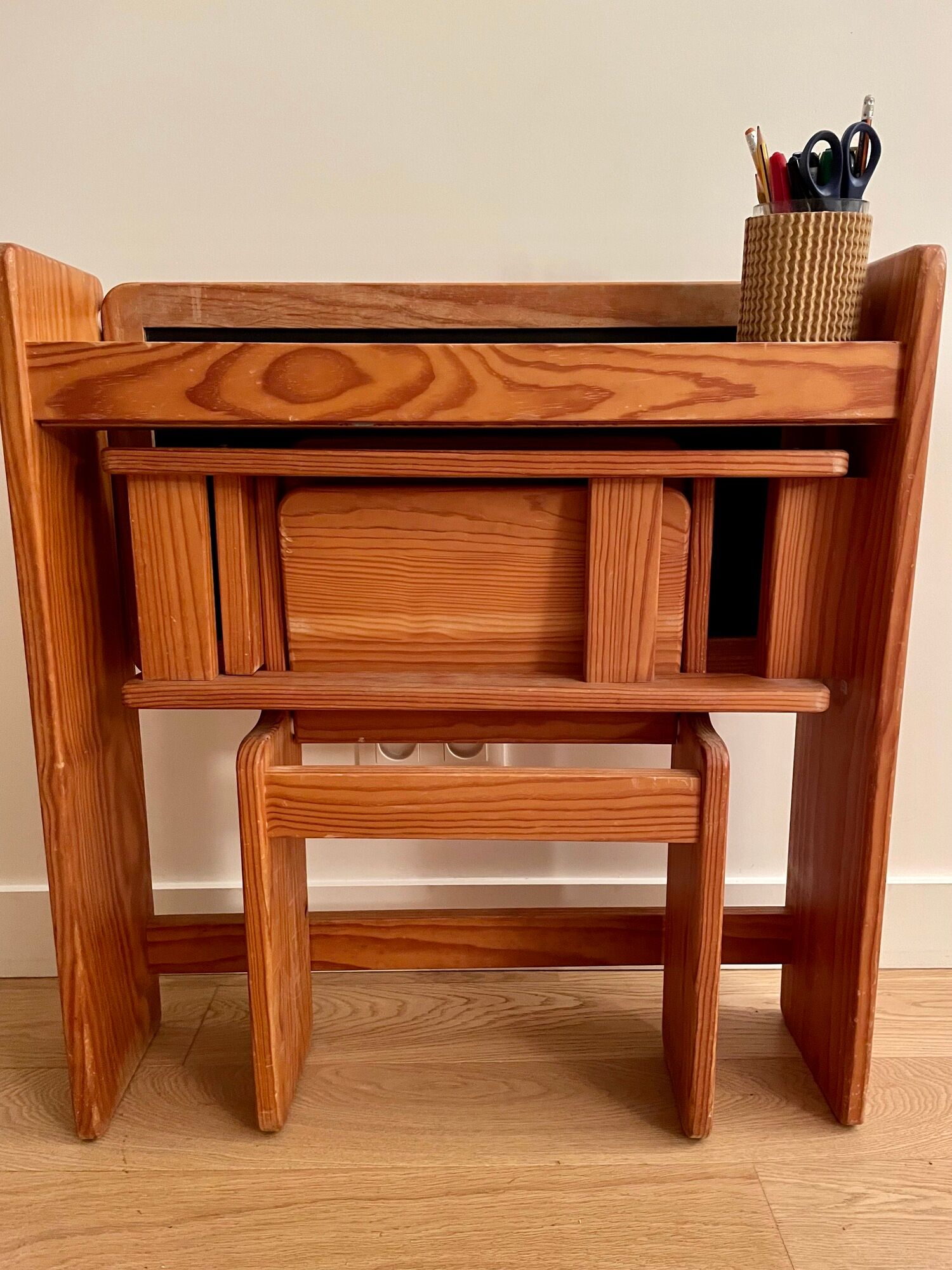 Design desk in folding wood for children Trama 1970 vintage