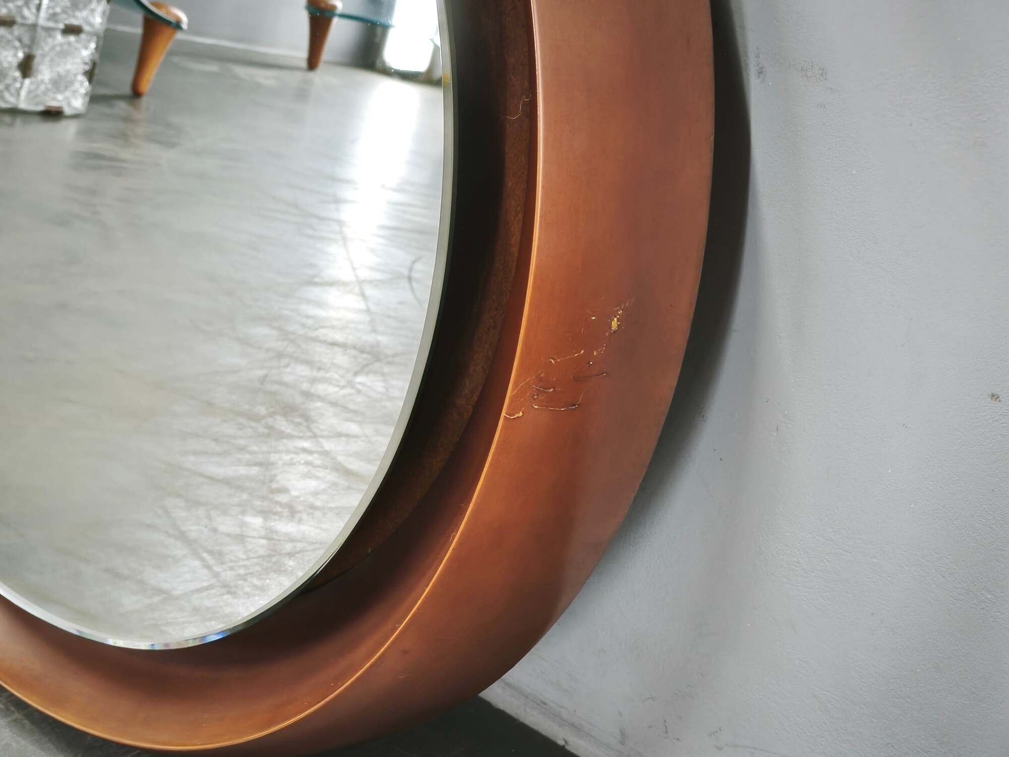 Pair of Italian Space Age Illuminated Round Mirrors, 1970s
