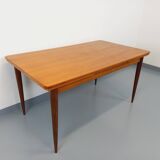 Vintage Scandinavian style rectangular dining table from the 50s 60s in teak with extensions