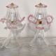 Ensemble de 2 lampes de table roses en verre de Murano.