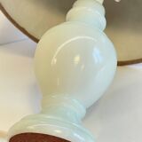 White marble lamp and vintage linen