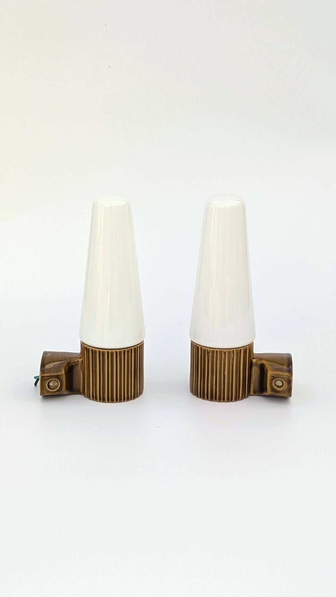 Pair of mustard-coloured ceramic wall lights IFÖ -Hans-Agne Jakobsson