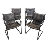 Four vintage Bauhaus tubular chairs.