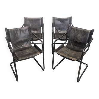 Four vintage Bauhaus tubular chairs.