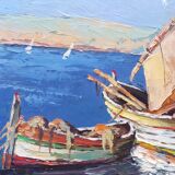 Table oil on panel, navy