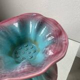 Plat céramique bleu et rose