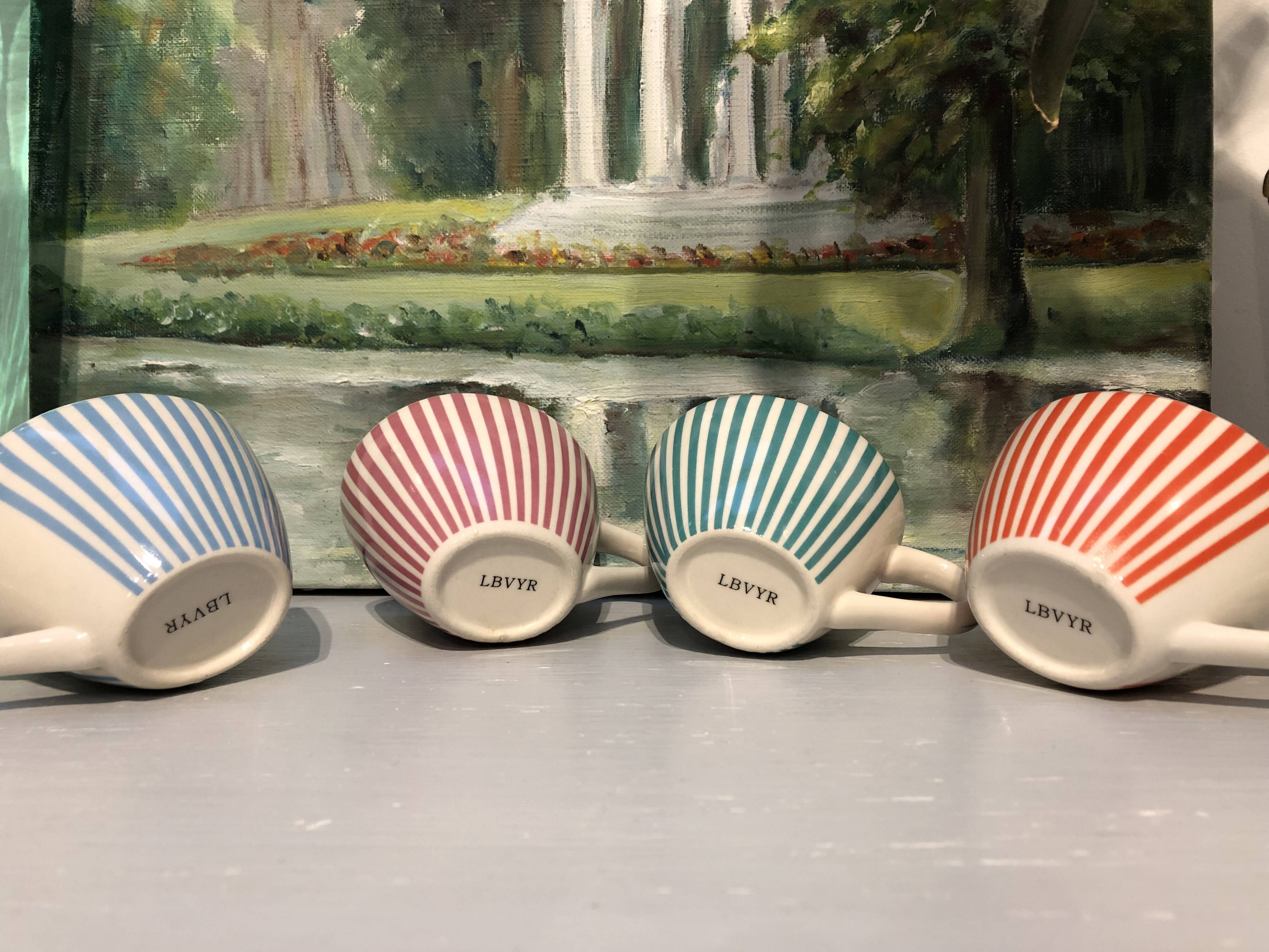 4 vintage ceramic coffee cups produced by lbvyr circa