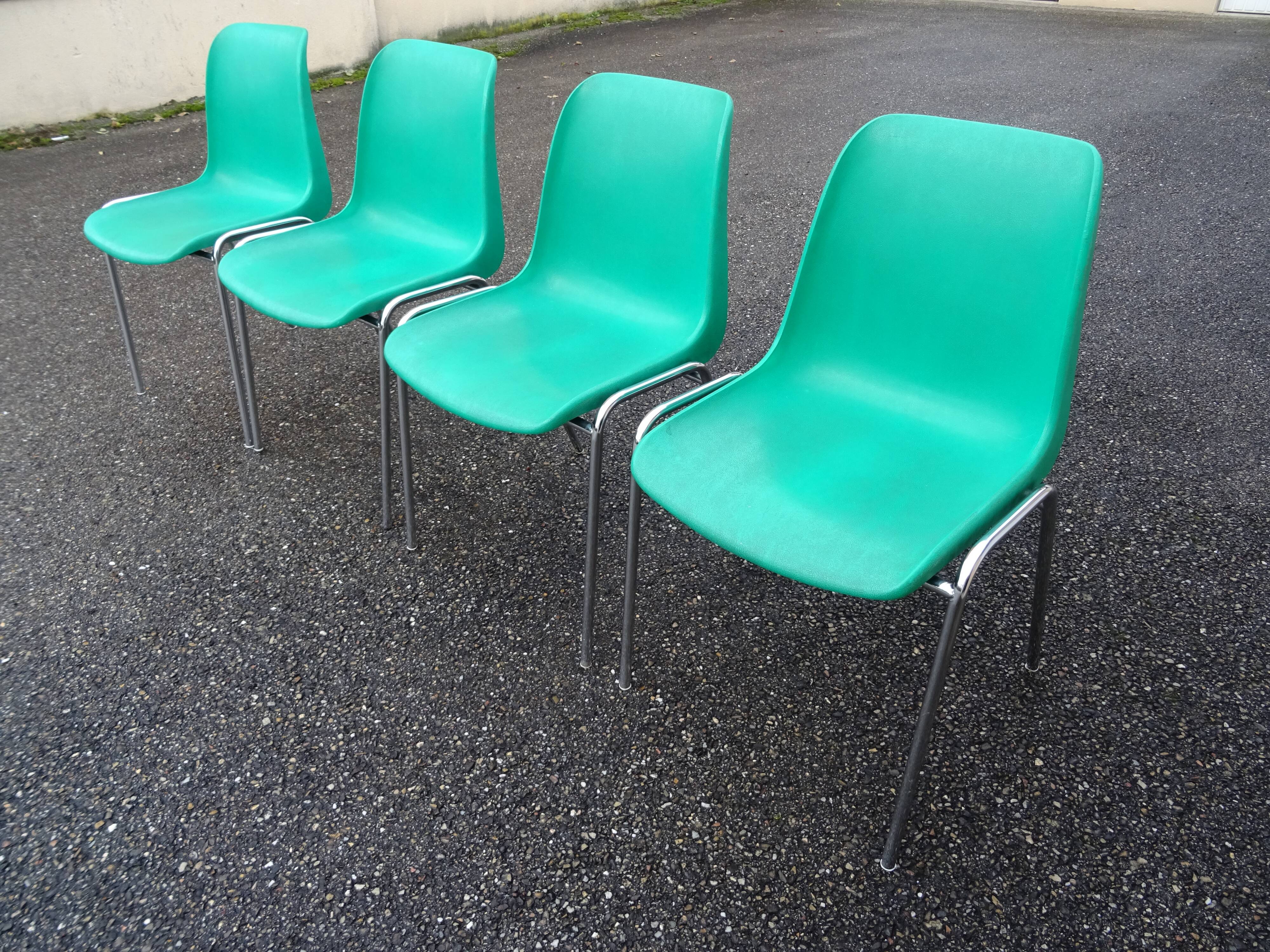 Série de 4 chaises vintage signées design italien années 70