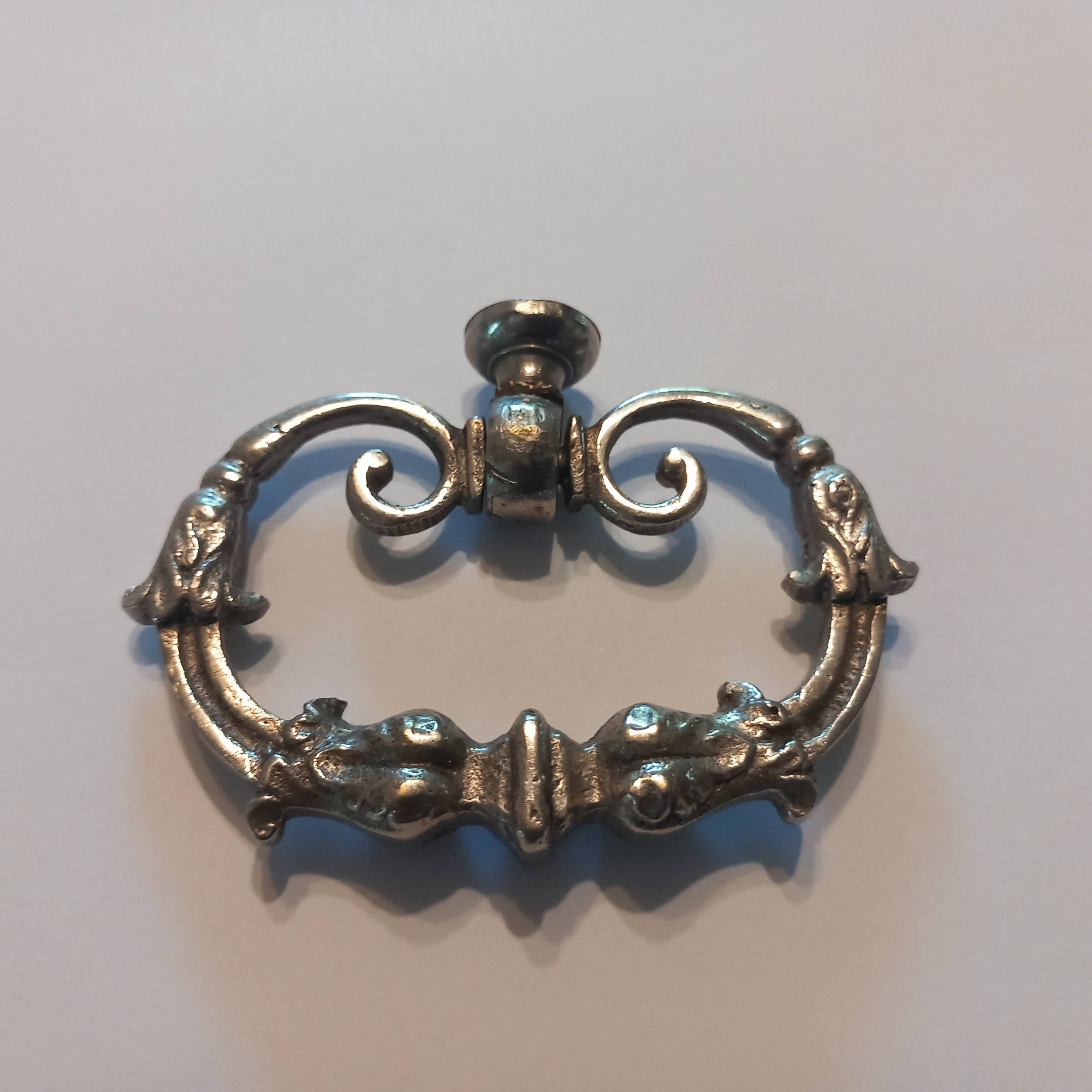 Old silver-plated metal furniture handle