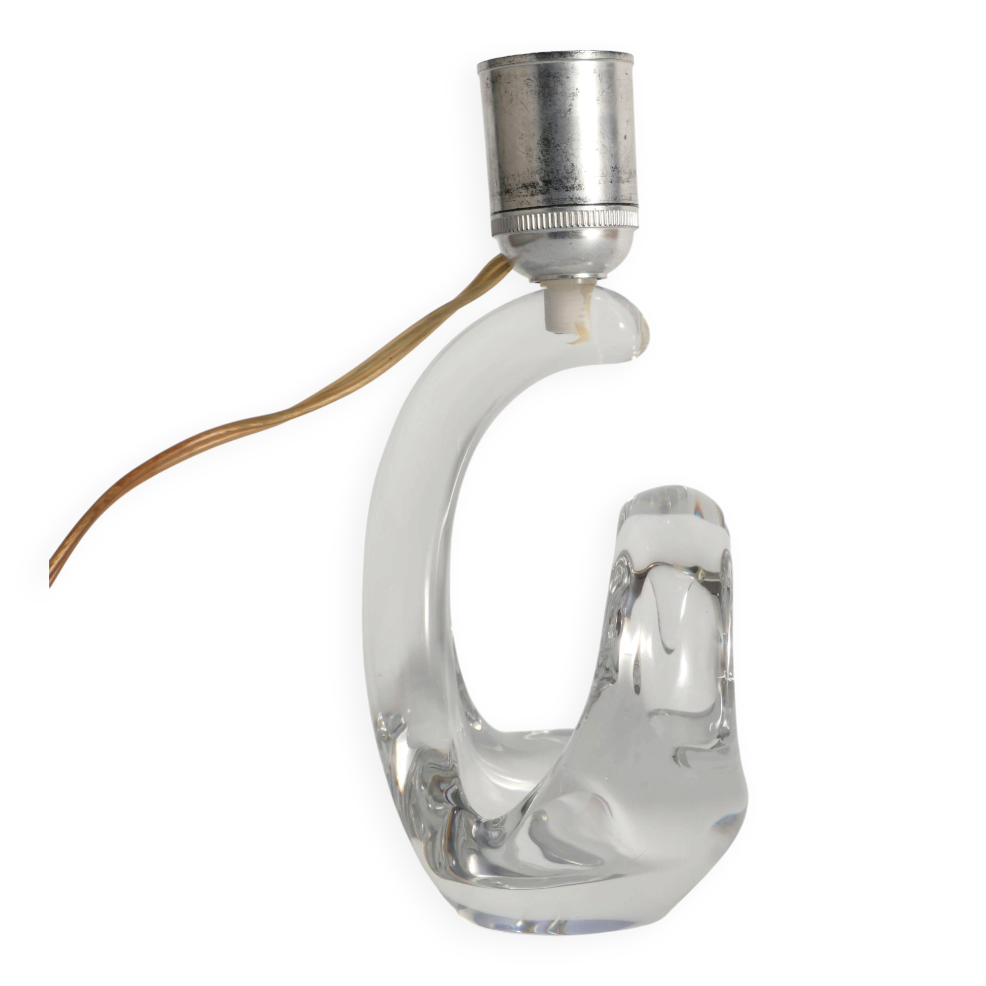 Sculptural Clear Crystal Glass Table Lamp by Schneider, France, 1950s