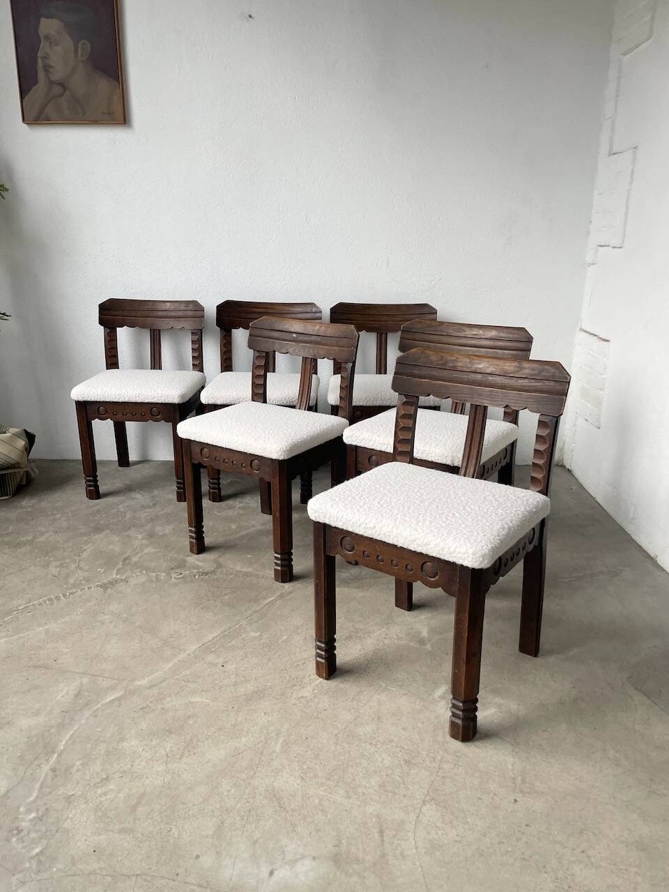 Set of 6 brutalist chairs from the 1940s