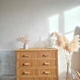 Vintage rattan chest of drawers from the 1970s.