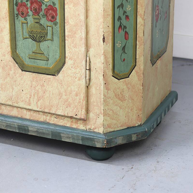 Painted Folk Art Marriage Cabinet