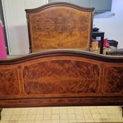 François Linke (1855-1943), marquetry veneered wooden bed in Louis XVI style