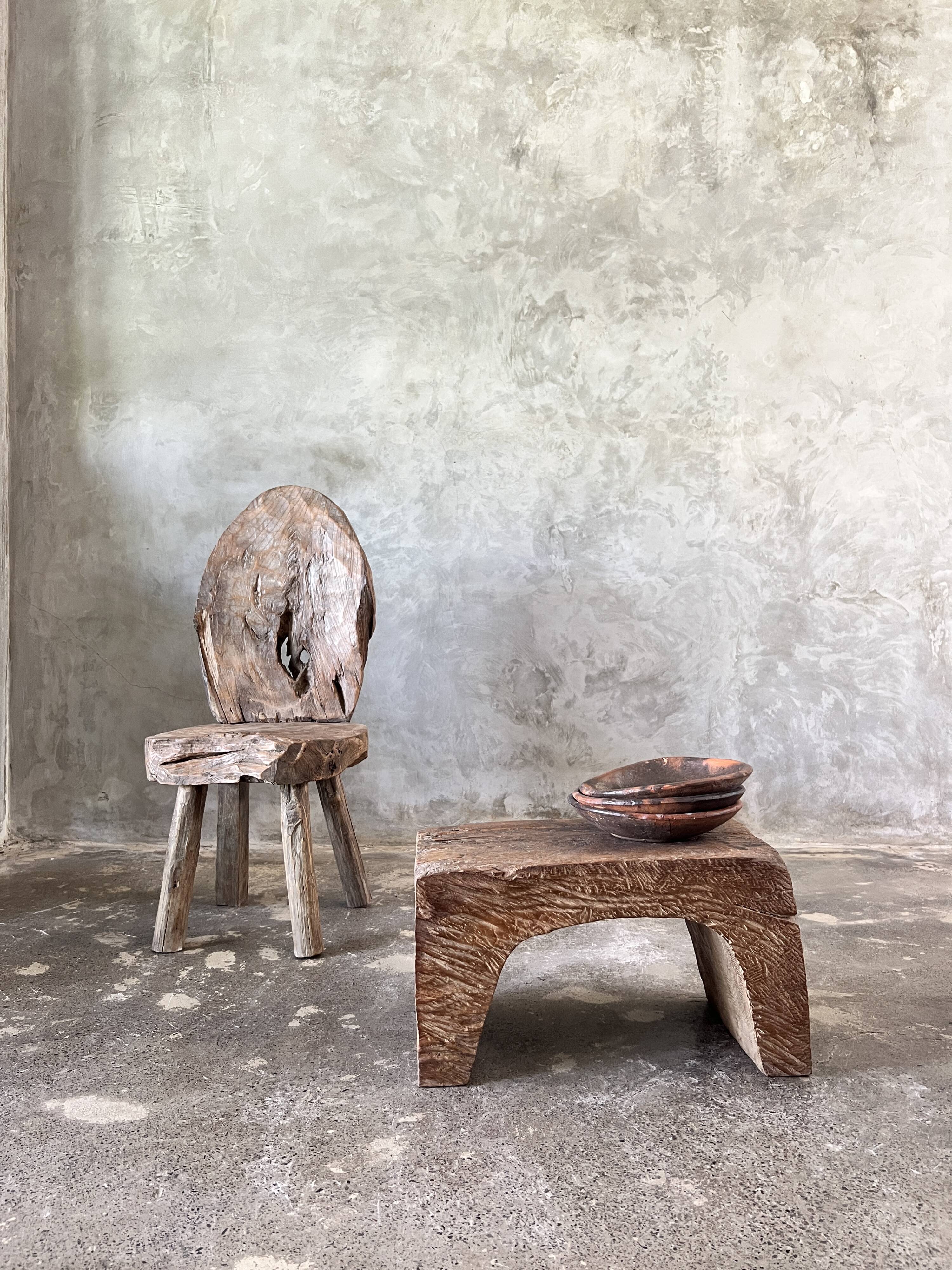 Low stool in old Asian monoxyl teak