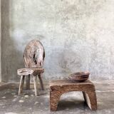 Low stool in old Asian monoxyl teak