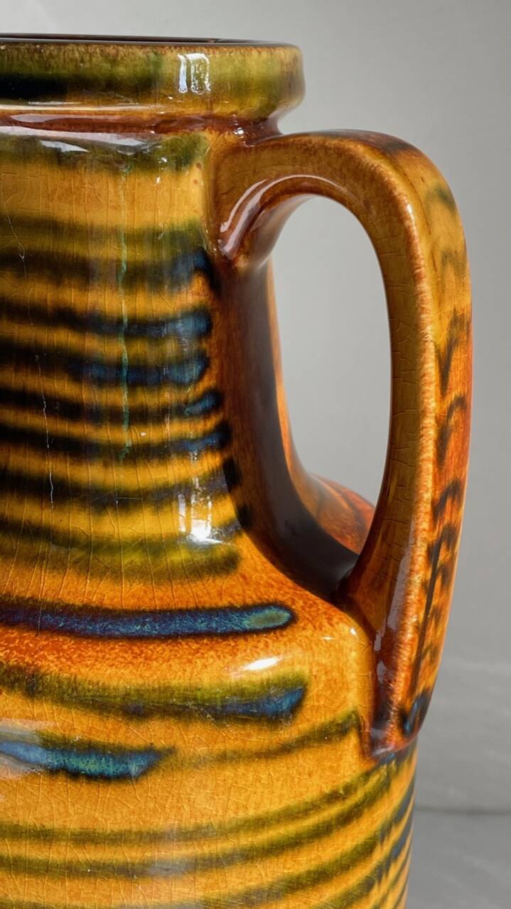 Vintage glazed ceramic amphora vase - west germany