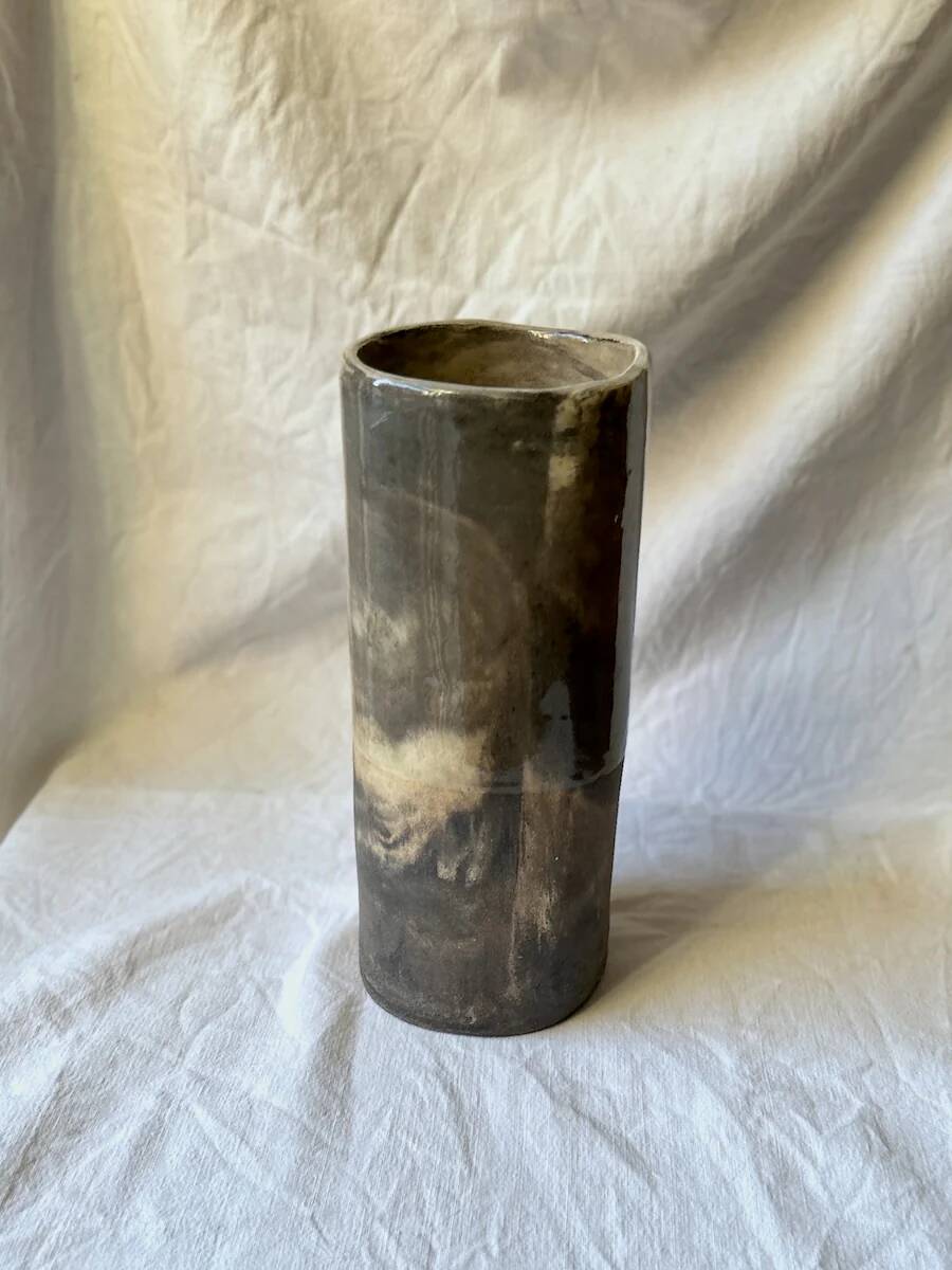 Vase - 20 cm - Nerikomi Stoneware - White & Black