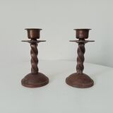 Pair of vintage wrought iron candlesticks