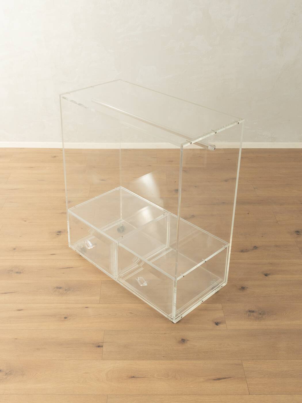 Minimalist chest of drawers from the 1980s, acrylic glass, unique piece