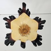Large vintage amber glass art vase - Height 32cm