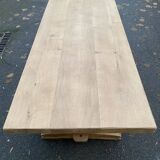 Restored 19th century solid oak monastery dining table, 215cm