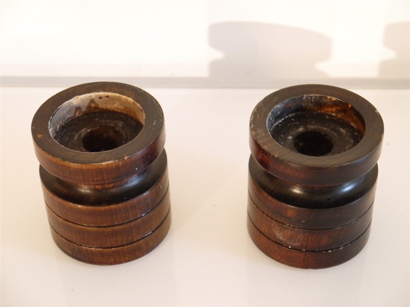 Pair of vintage wooden candle holders