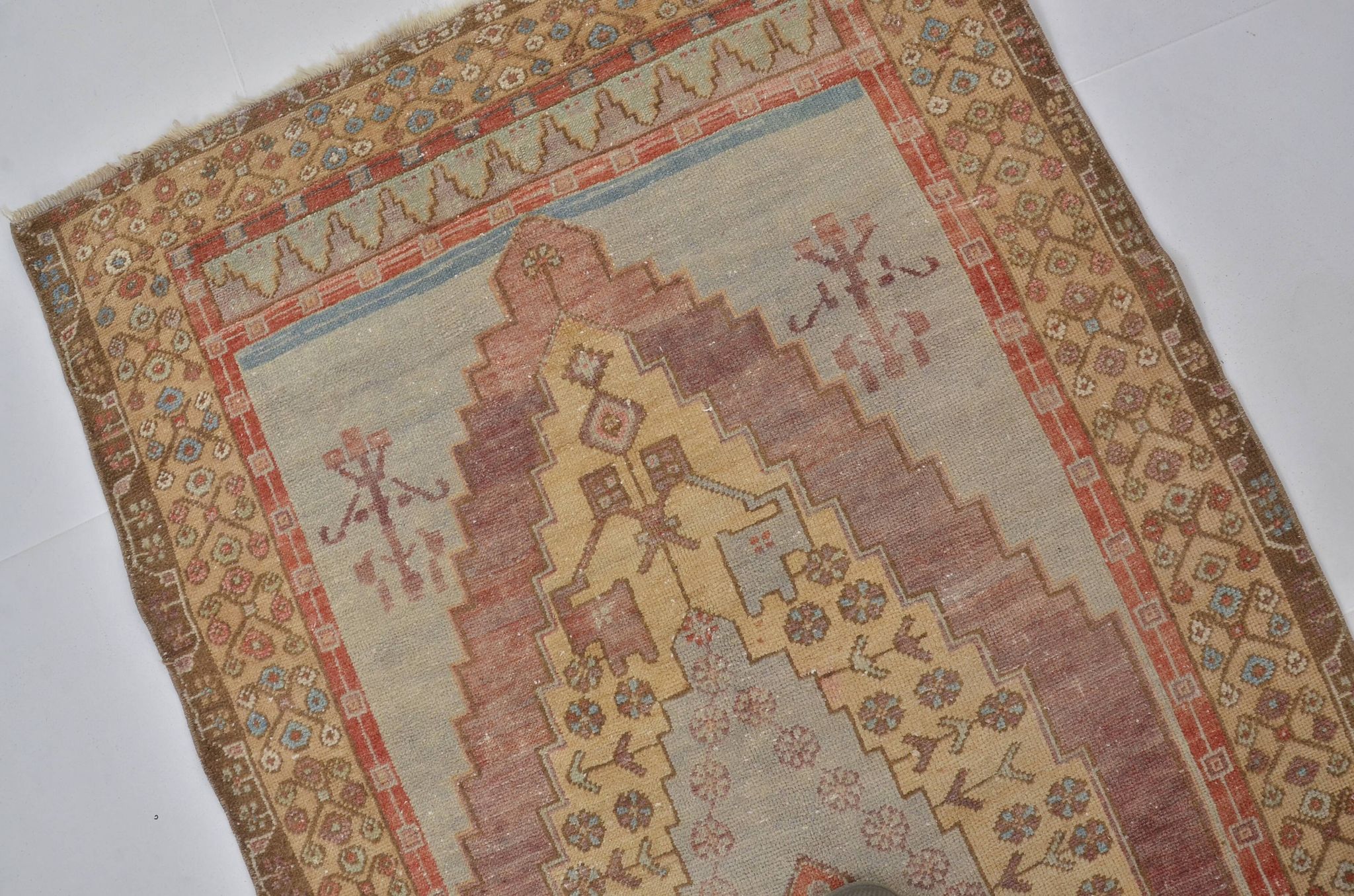 Tapis Oushak vintage noué à la main sku 1455