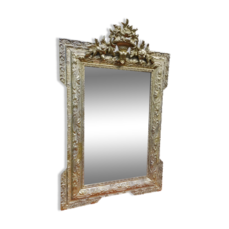 19th century wood and gilded stucco mirror