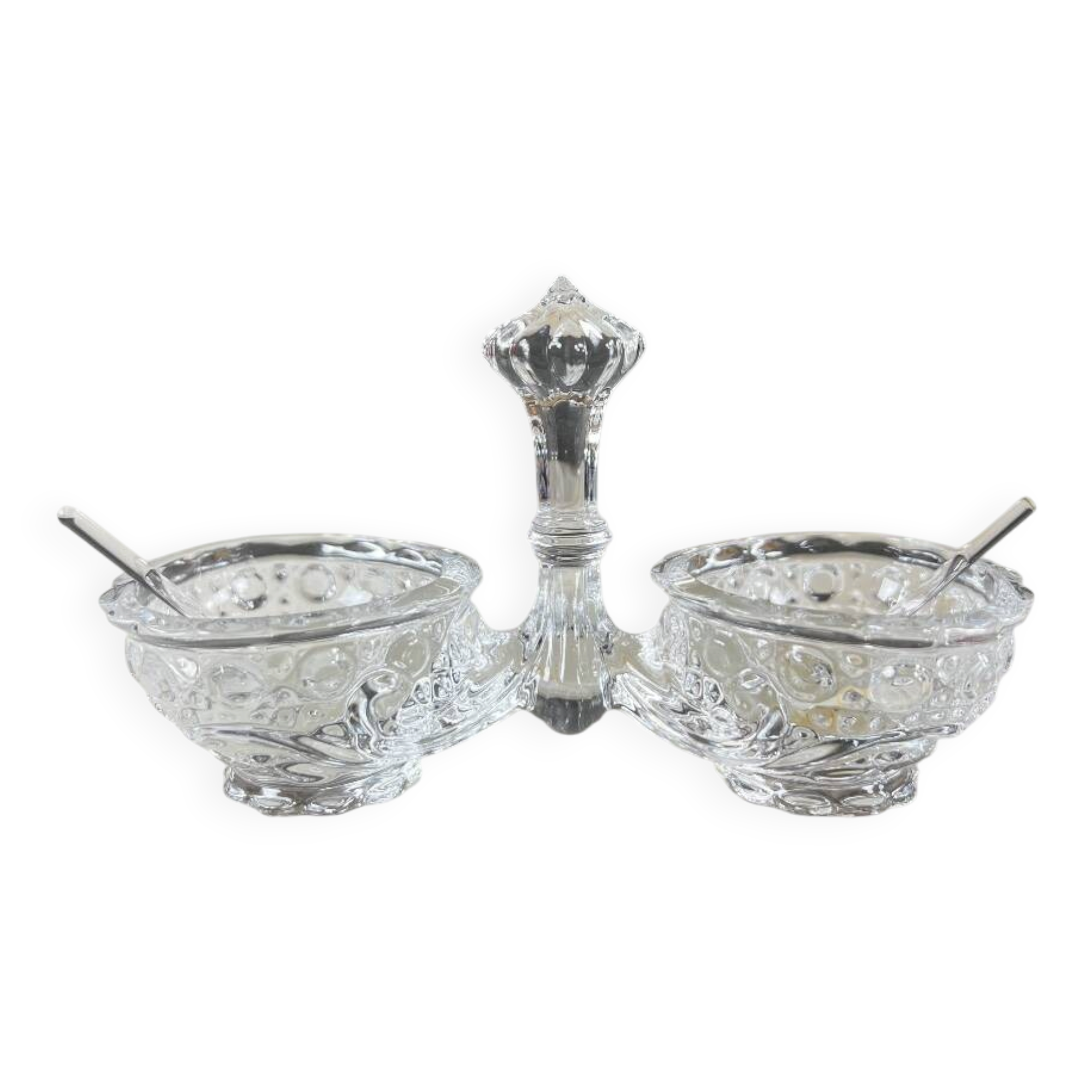 Double crystal salt cellar by Baccarat, model with cut decoration, 20th century.