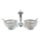 Double crystal salt cellar by Baccarat, model with cut decoration, 20th century.