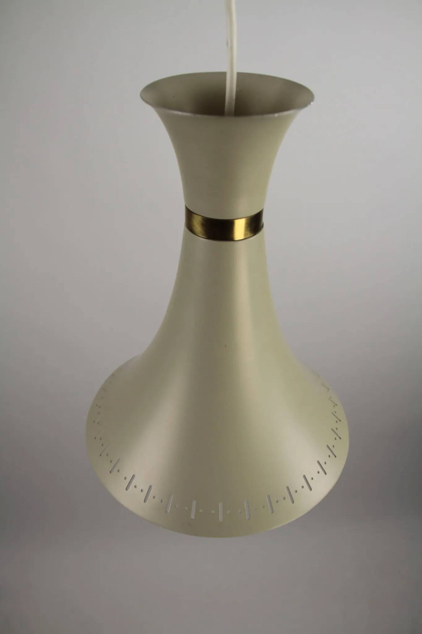 Light Grey Metal Pendant Lamp – Diabolo Shape, Scandinavia, 1960s