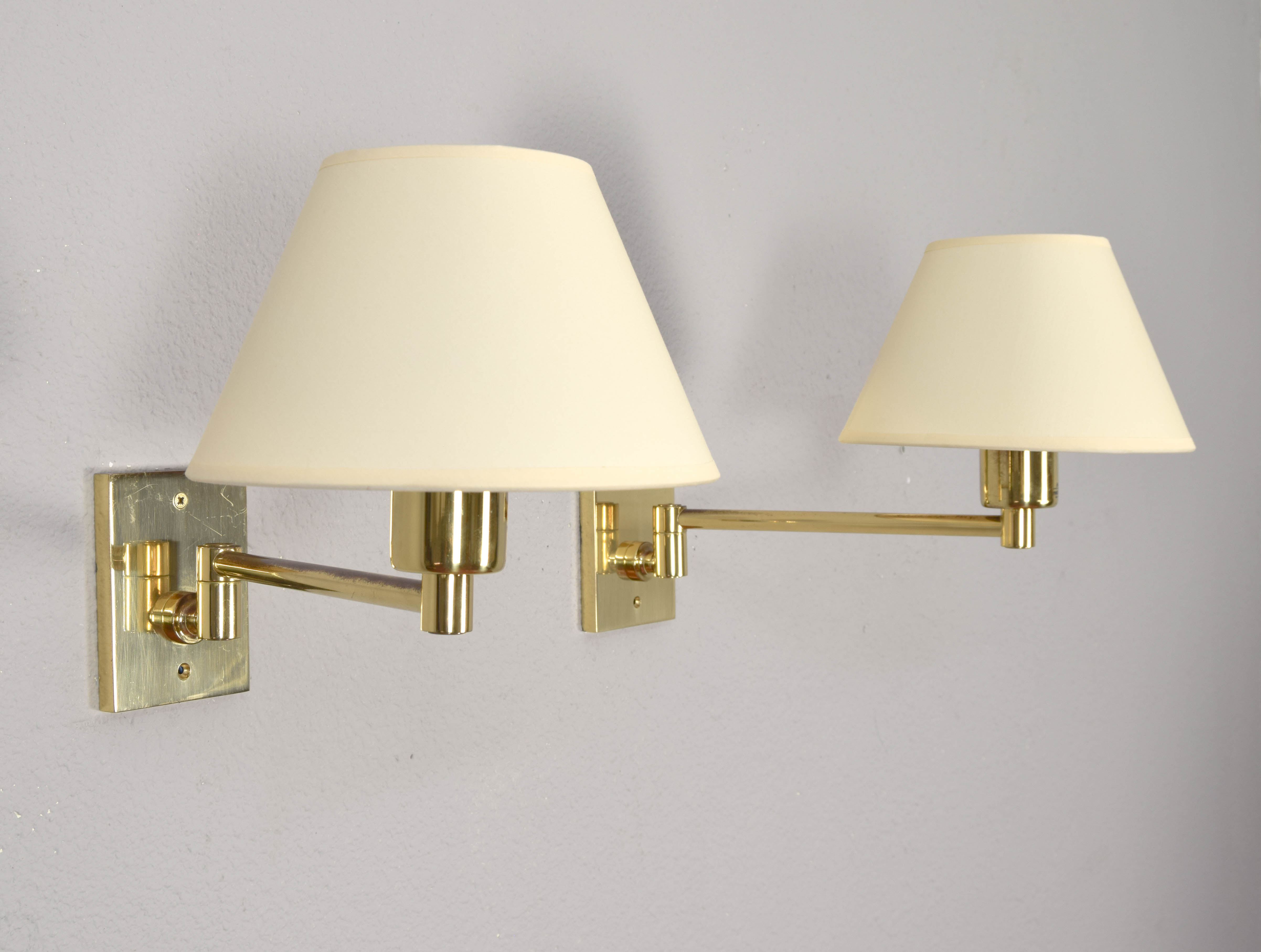 Two MidCentury Simple Swivel Arm Brass Sconce by George W. Hansen for Metalarte