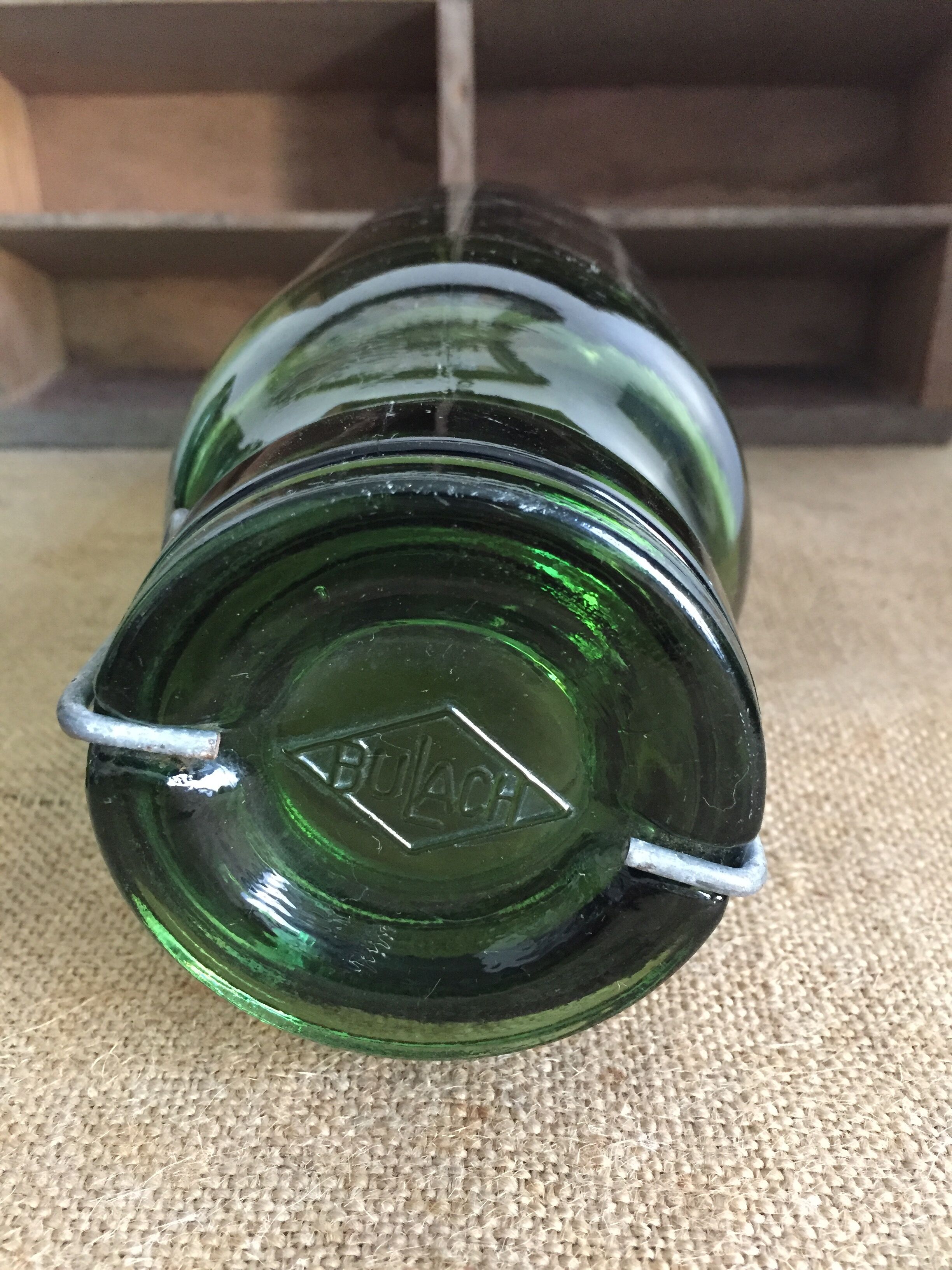 Pair of thick glass jars Bleach