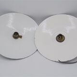 Duo of hanging lamps in enamelled plate