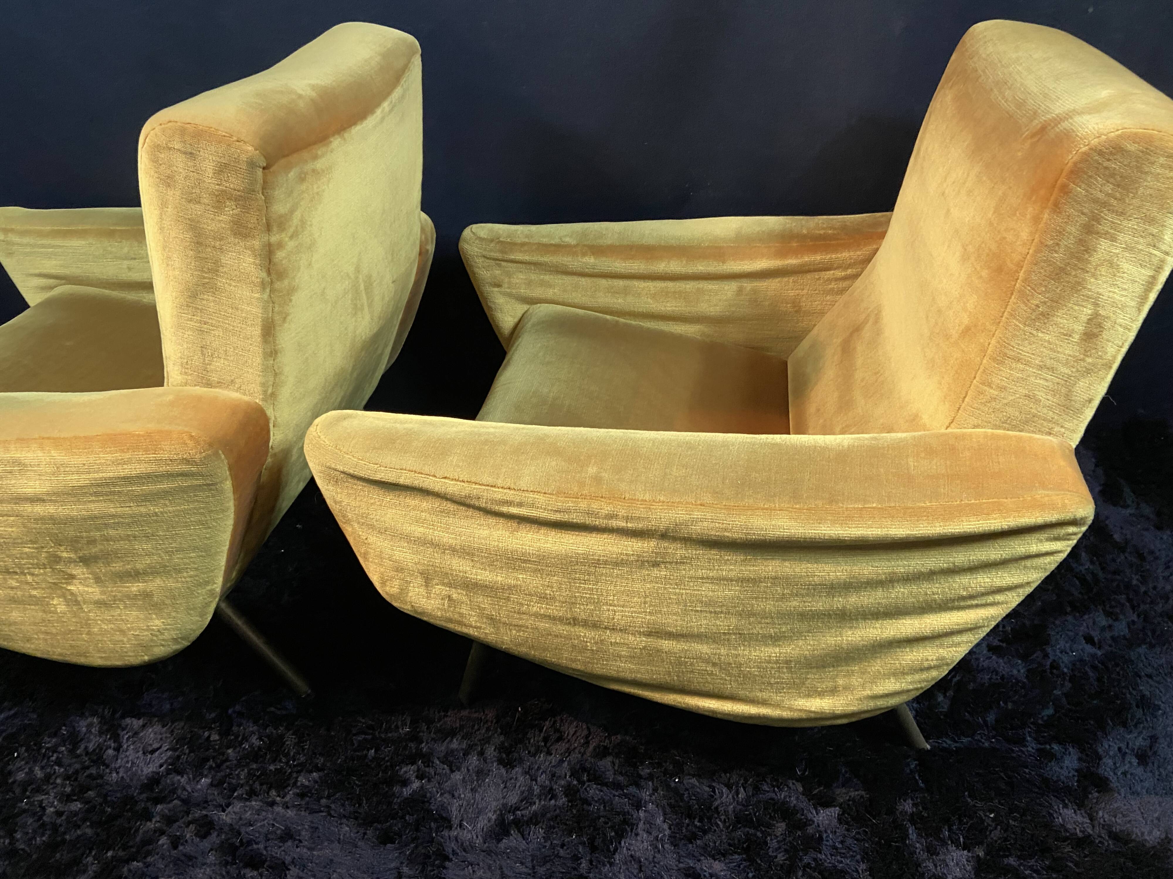 Pair of designer armchairs 1955-60 Louis Paolozzi for Brandt Zol Steiner