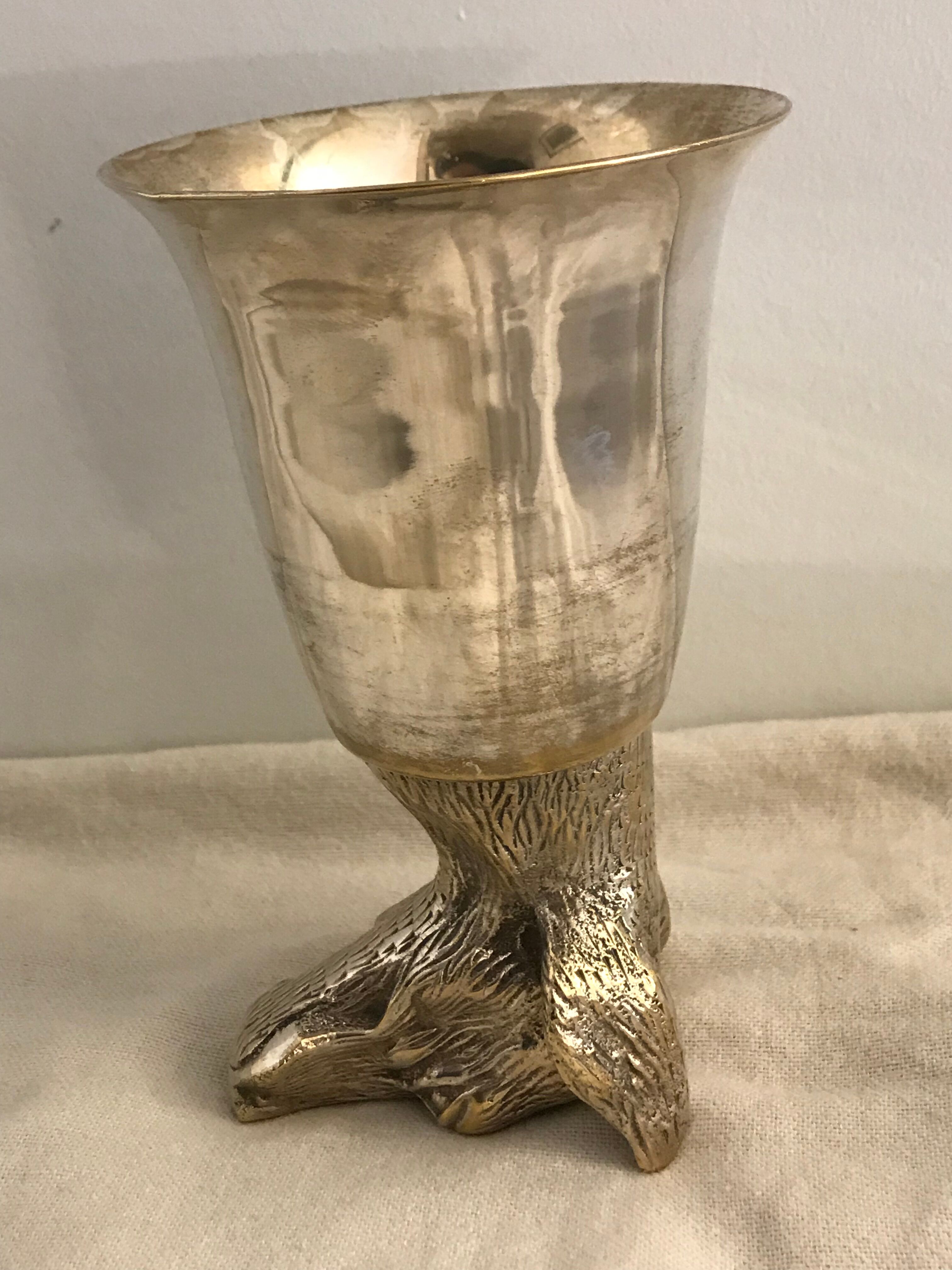 Calice or silver metal glass with dog's head 19th century
