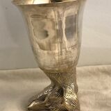 Calice or silver metal glass with dog's head 19th century