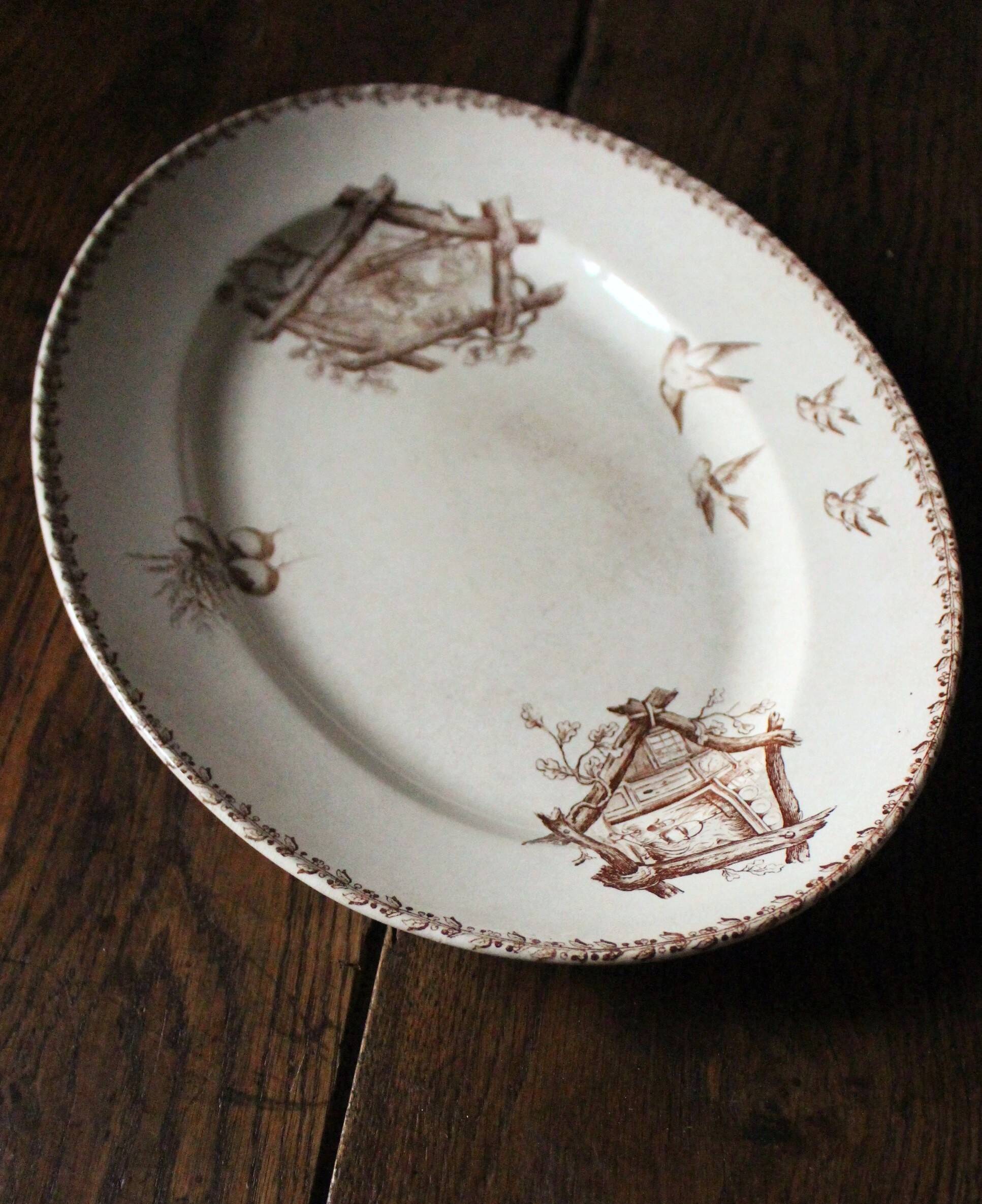 Oval sepia Oxford ironstone plate
