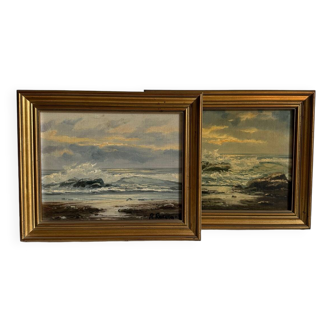 Oil painting on canvas Marine gold frame