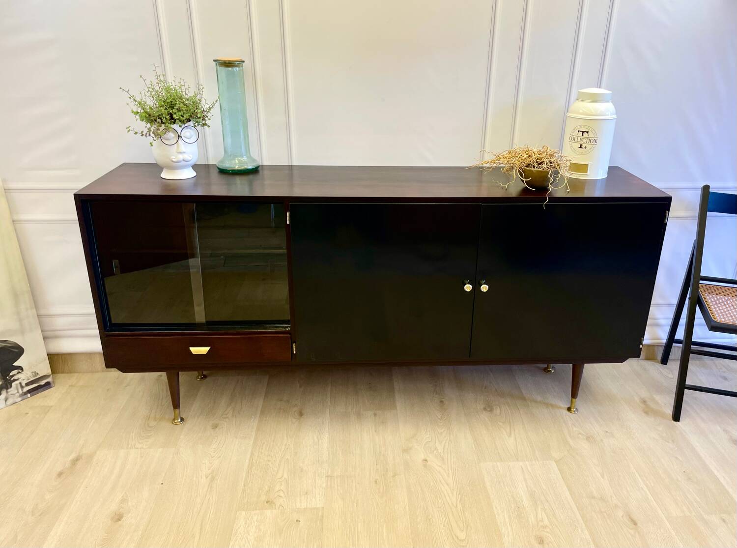Vintage enfilade design 60s/70s – wood and black lacquer