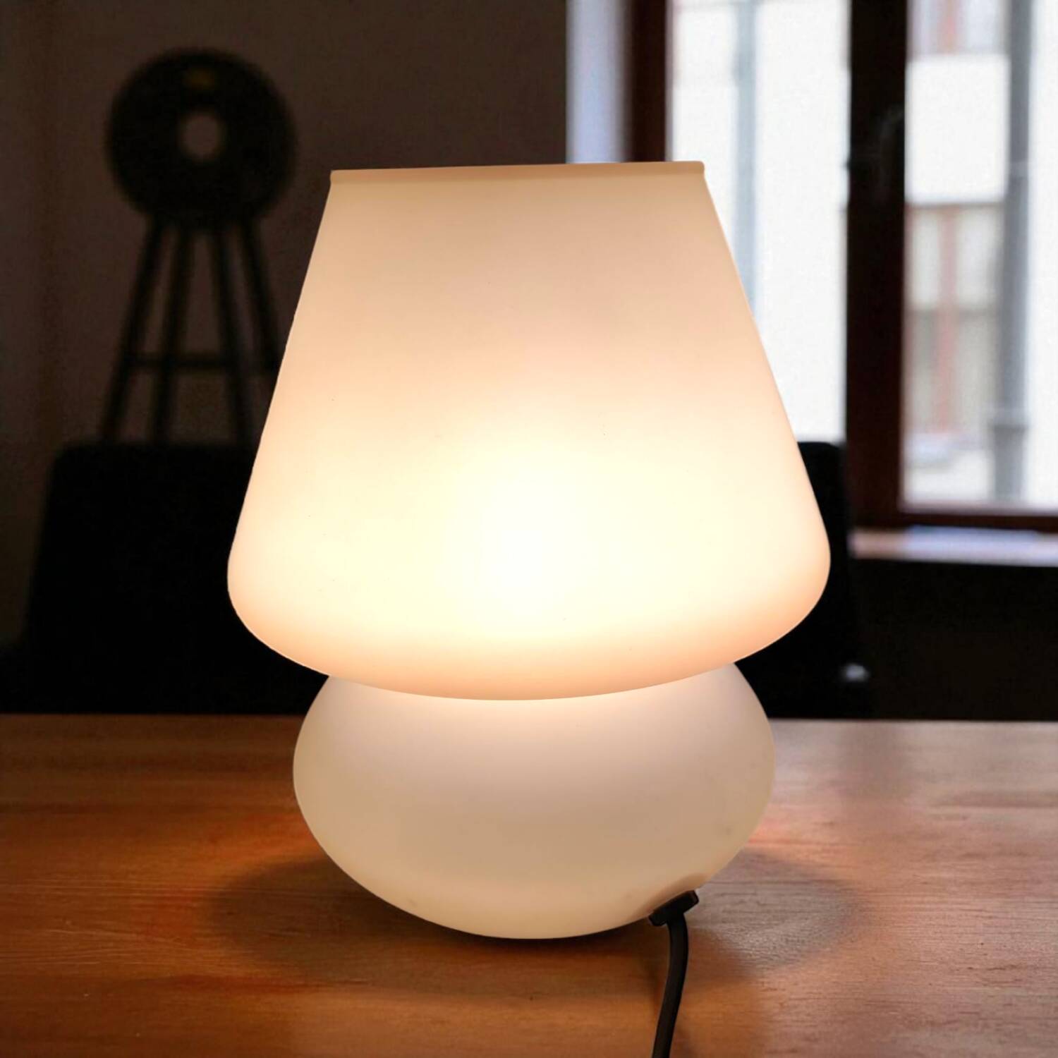 Vintage 1990s SCE Table Lamp - Vibrant Yellow Glass Mushroom Design