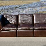Modular sofa made up of 3 leather armchairs. Circa 1970
