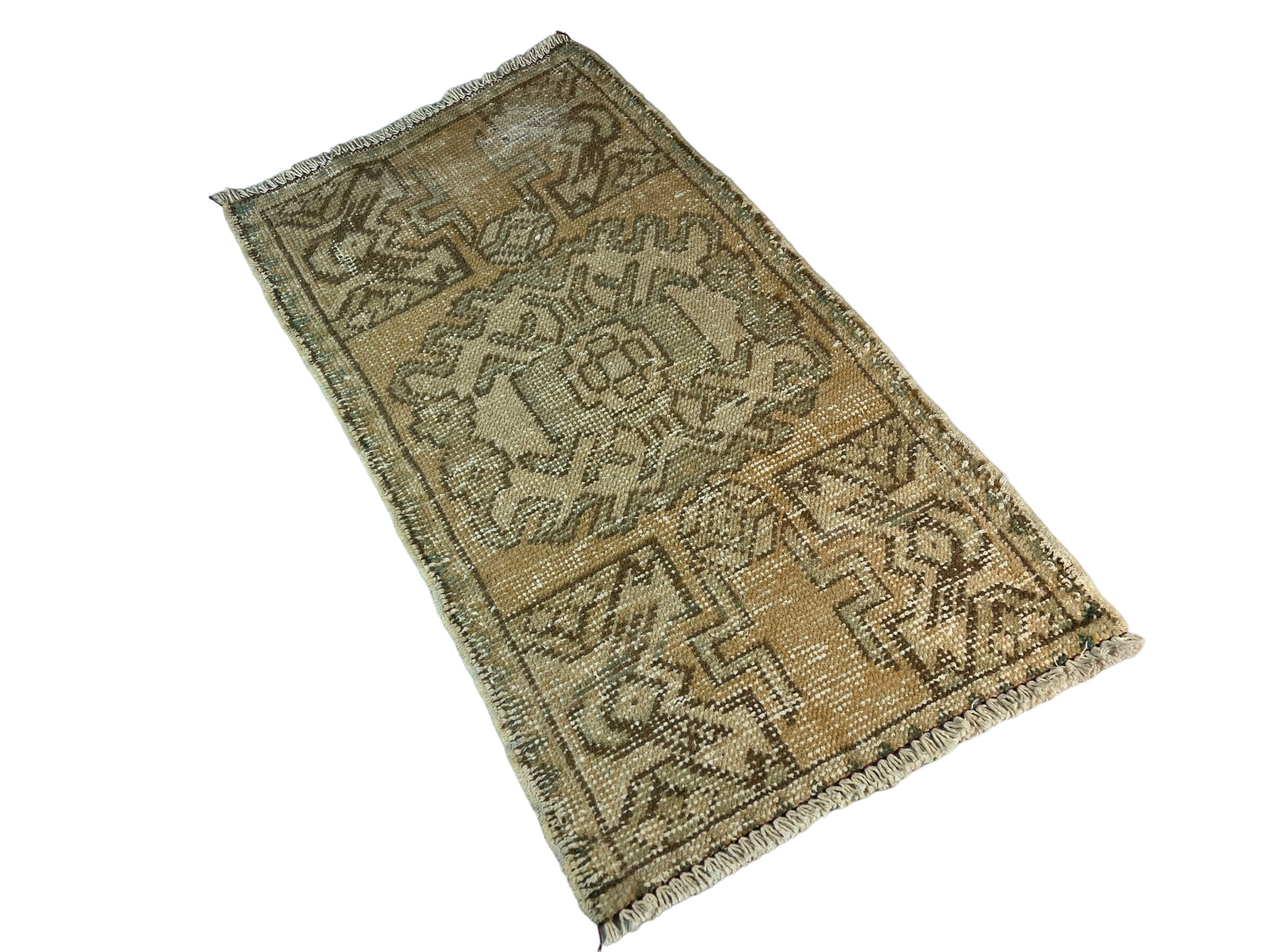 Vintage turkish pastel mini rug 91x 51 cm